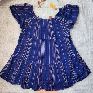 GAP Kids Navy Sparkling Striped Dress